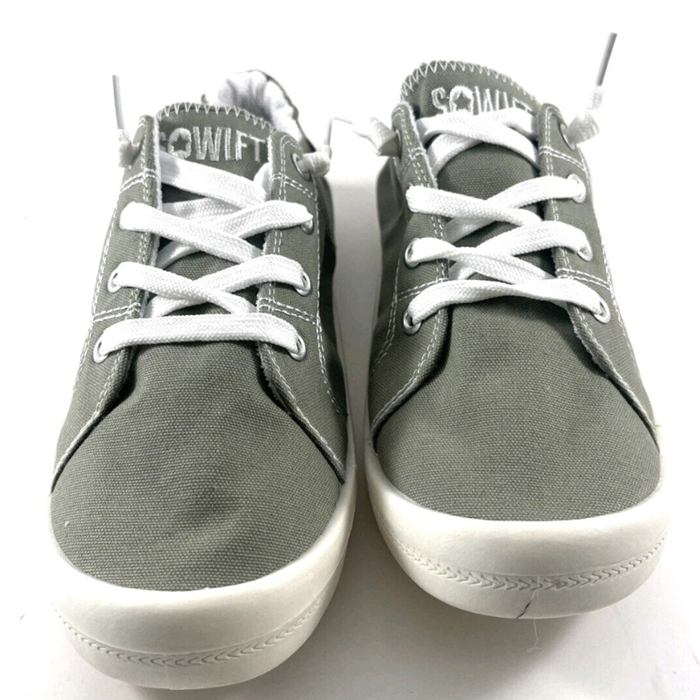 SOWIFT Women's Slip On Canvas Sneakers Comfort Low Top Tennis Sage Green Sz 7